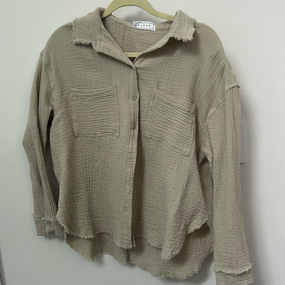 Linen crinkle button down sz M